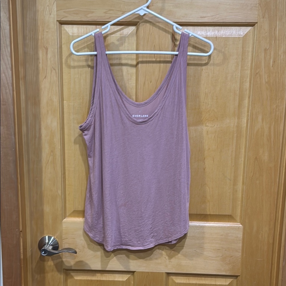 Everlane Air Cami Tank Top Mauve Sz L Airy Cotton Lightweight Relaxed